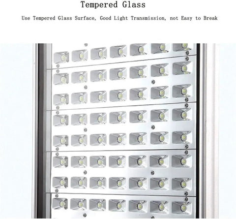 JUDYSSY Led Flood Light Ac100-265V Outdoor Floodlight Spotlight Ip65 Waterproof, close-up of tempered glass surface and LEDs.