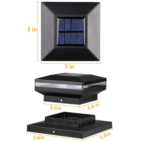 Outdoor No Fuss Post Cap Lights For 4x4 And 6x6 Wooden Posts Waterproof solar light dimensions view