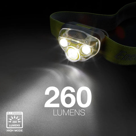 Ultra Bright LED Headlamp For Outdoors, Camping And Night Runs, IPX4 Water-Resistant, Hands-Free Light illuminating 260 lumens