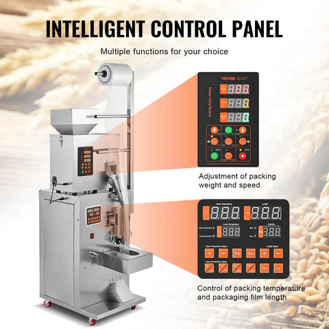 Intelligent control panel of Straight Up Automatic Weighing And Sealing Bag Packing Machine For Flours Beans Grains 1 To 100 Grams.
