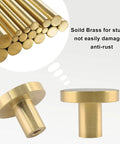 Two Pack 1 Inch Cabinet Knobs With Mounting Screws Solid Brass Round Drawer Pulls For Cabinets Or Dressers Easy Install Includes Two Screw Types To Fit Different Board Thickness Durable Kitchen And Bedroom Hardware, 1-inch brass knob set