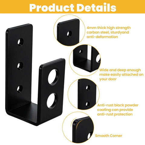 Close-up of 8 Pack Heavy Duty 2x4 Door Barricade Brackets U Shaped Wood Mount Security Bar Holders with product details