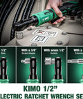 Cordless Electric Ratchet Wrench Kit Delivers Forty Foot Pounds Of Torque At Four Hundred RPM, 20 Volt With Three Eighths Inch