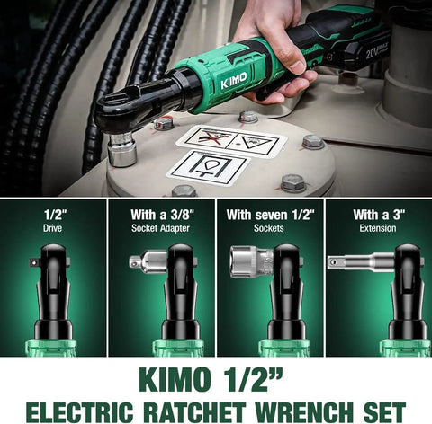 Cordless Electric Ratchet Wrench Kit Delivers Forty Foot Pounds Of Torque At Four Hundred RPM, 20 Volt With Three Eighths Inch