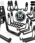 Heavy Duty Garage Hooks 16 Pack Wall Mount Storage Hangers for power tools, garden tools, and lawn equipment with screws included