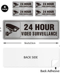 24 Hour Video Surveillance Sign 9x3 Inch Aluminum Silver Self Adhesive Metal Door Wall Sign Waterproof 4 Pack for Business