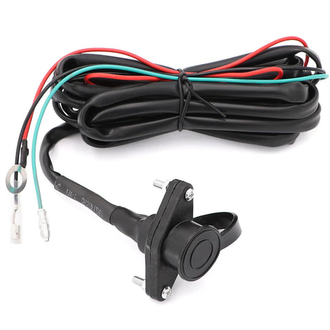 12V Winch Corded Manual Remote Control Kit with 10 ft cable, plug and play wiring, for ATV UTV winch, close-up view.