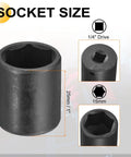 Harfington Cr-V Shallow Impact 15mm Socket With Adapter For Hex Bolts And Nuts Heavy Duty Tool Kit Includes Long 2 Inch Extension Shaft For Car Repair Jobs And DIY Mechanics. 1/4 drive, 25mm length