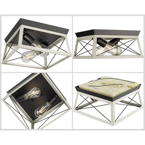 Four angles of Briarwood Collection 2-Light Flush Mount Ceiling Light With Graphite Finish For Hallways Kitchens Bedrooms And Living Rooms 12 Inch By 6 Inch Modern Ceiling Fixture That Delivers A Warm Cozy Vibe