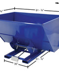 Solid Workhorse Steel Self Dumping Hopper For Forklift 3 Cubic Yard with dimensions, ideal for fast bulk debris transport.
