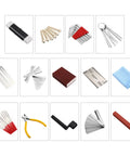 All In One Guitar Repair Kit With Neck Rest Cradle And Pro Grade Gig Ready Work Mat includes tools for various instruments.