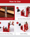 How to use Badass Pocket Hole Jig Kit With Adjustable Drill Guide for woodworking joints, showing measuring, setting depth, and drilling.