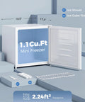 Hella Compact Mini Upright Freezer Packs 1 Point 1 Cubic Feet Inside With Five Level Temperature Knob and Ice Cube Tray.