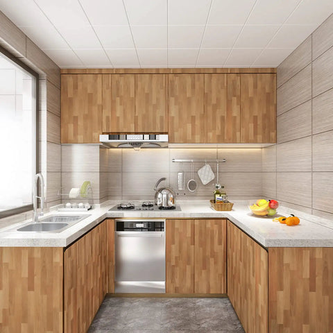 Kitchen with Butcher Block Contact Paper Waterproof Vinyl Wrap for Countertops and Cabinets 32 by 118 Inches Dope Wood Grain Peel and Stick
