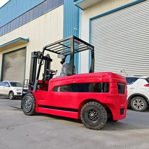 Electric 3 Ton Forklift With Multi Stage Mast For Warehouse Distribution Center And Container Yard Heavy Duty Material Handling Workhorse Lift Truck Designed For Manufacturing Facilities Efficient Cargo Transport And Safe Fast Lifting, red side view