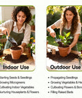 Two people planting with 100 Pack 30mm Organic Coco Coir Seed Starter Pellets for Indoor and Outdoor Gardening.