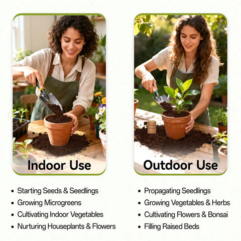 Two people planting with 100 Pack 30mm Organic Coco Coir Seed Starter Pellets for Indoor and Outdoor Gardening.
