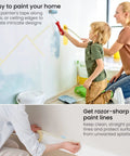 Parent and child using Six Roll Masking Tape Pack 0.75 Inch By 60 Yards Multi Surface Paper Tape for painting, clean lines, no residue.