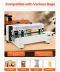 Heavy Duty Continuous Bag Sealer Machine For Plastic Bags, Horizontal Band Sealer with temperature control, 6-12 mm seal width