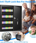 100 Key Lock Box With Anti Theft Safe Cabinet Beefy Steel Build Key Tags Wall Mount for home use, open view with keys