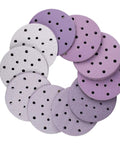 Kick Ass 6 Inch Sanding Discs With 17 Holes For Fast Dust Extraction Hook And Loop Backing That Sticks Tight, assorted grits in circular design.