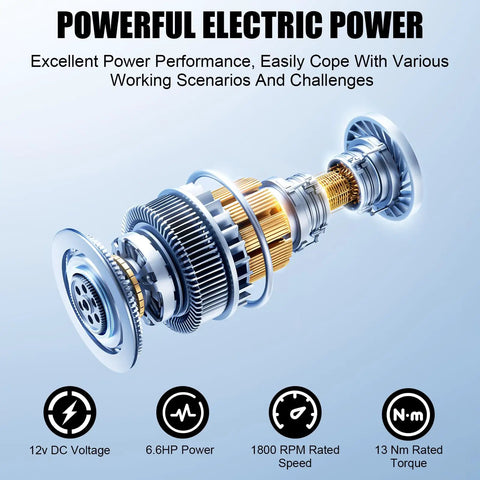 Heavy Duty 13800 Lbs Electric Winch For Trucks, UTVs And Offroad Vehicles With Steel Cable, 12V Power showing motor design and specifications.