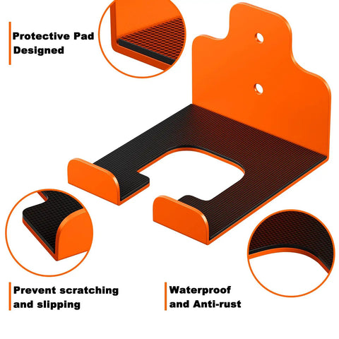 Garage Trimmer Rack Weed Eater Hanger String Trimmer Wall Mount, Rust Resistant Heavy Duty Bracket In Orange, Two Pack Delivers Knockout Grip For Your Yard Stash
