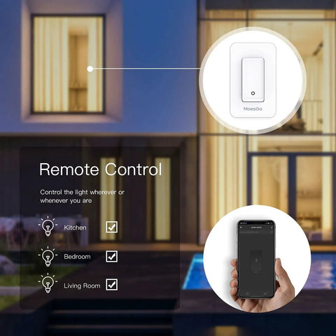 WiFi Smart Single Pole Wall Light Switch No Neutral Needed Works With Alexa And Google Home Smart Life Tuya Remote Control