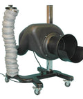 Killer Mobile Exhaust Extractor Yanking Grease Fumes Straight Outside Delivers 330 Cfm Suction Power With 3/4 Hp Motor On Standard 110V on a smooth rolling base.