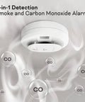 2 In 1 Smoke And Carbon Monoxide Alarm With Voice Alerts Battery Powered Home Safety Detector LED Indicator Lights Low Battery Warning Simple To Install Fire Or CO Detection For Your Living Space mounted on ceiling with CO detection visuals
