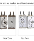 180-Degree rotary pneumatic air cylinder set, aluminum alloy, 18mm bore; four units (new/old) with front and side views.