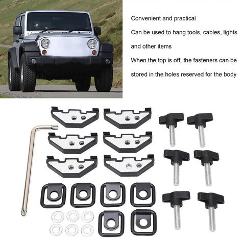 Hard Top Quick Release Hardware Kit With Thumb Screws Nut Clips And Tie Down D Rings For Jeep Wrangler YJ TJ JK JKU 1995 2018 Universal Fit
