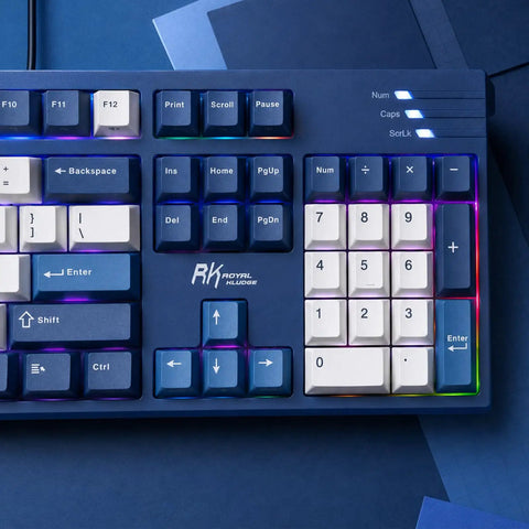 Full Size Gasket Mount Mechanical Keyboard With Wired Usb And Built In Windows Mac Switch showing number pad and keys layout.