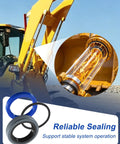 Beefed Up Heavy Duty Hydraulic Seal Kit For Bucket Cylinder Fits One And A Half Inch Bore Front End Loader Cylinders, One Inch Rod, Fifteen Inch Stroke, Compatible With 1840QT, 1845QT, 1846QT, 1847QT Models And Similar Cylinders. hydraulic seal rings for front end loader bucket cylinder