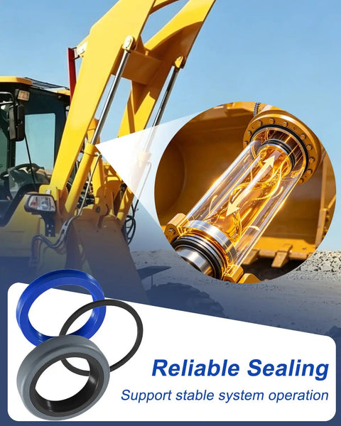 Beefed Up Heavy Duty Hydraulic Seal Kit For Bucket Cylinder Fits One And A Half Inch Bore Front End Loader Cylinders, One Inch Rod, Fifteen Inch Stroke, Compatible With 1840QT, 1845QT, 1846QT, 1847QT Models And Similar Cylinders. hydraulic seal rings for front end loader bucket cylinder