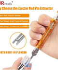 Heavy Duty Molex Pin Extractor Tool For Mini Fit Jr Terminals With Built In Plunger Depinning Setup, ergonomic design in use.