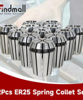 ER25 Spring Collet Set 12 Pcs For CNC Milling Lathe Tool Engraving Machine displayed on a table