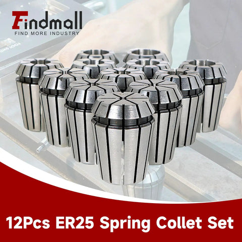ER25 Spring Collet Set 12 Pcs For CNC Milling Lathe Tool Engraving Machine displayed on a table