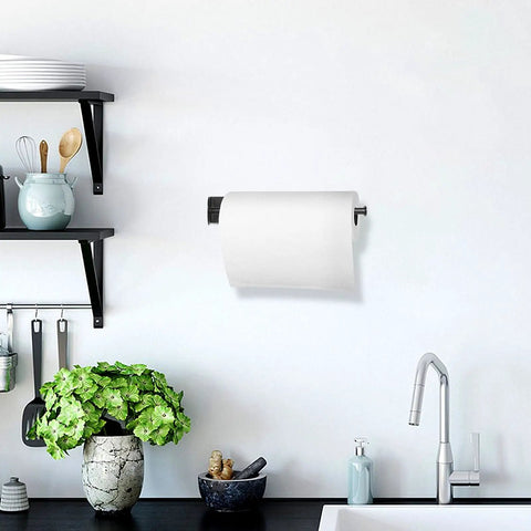 Magnetic Stainless Steel Paper Towel Holder For Refrigerator Grill And Toolbox Rotatable 30cm Black With Strong Magnetic Base
