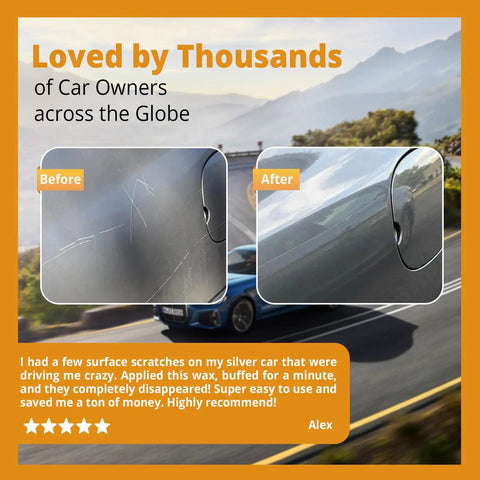 Scratch Repair Wax And Swirl Remover For Vehicles, Ultimate Paint Restore Kit used on car, before and after scratch removal
