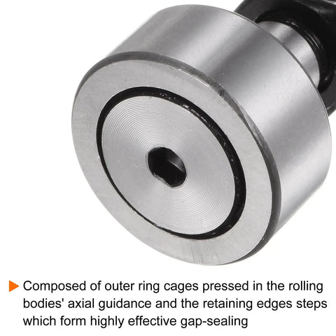 Close-up of 4 Pcs Cf261 Kr26 Needle Roller Bearing Cam Follower Stud featuring M10x1.25 male threads and steel casing.