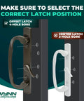 Premium Bronze Sliding Patio Glass Door Handle Set With Offset Latch And Keyed Lock Sash Control display for latch positions.