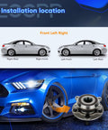 Front Wheel Hub And Bearing Assembly For Mazda 3 2014 2017 And Mazda CX 3 2016 2017 5 Lug 2 Piece ABS Compatible Direct Fit Replacement Wheel Hub Bearings Set For Front Axle shown with car and installation positions.