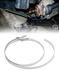 Stainless Steel CV Boot Clamp Kit for ATV and UTV Drives, two crimp clamps shown, installed on vehicle axle for durability.