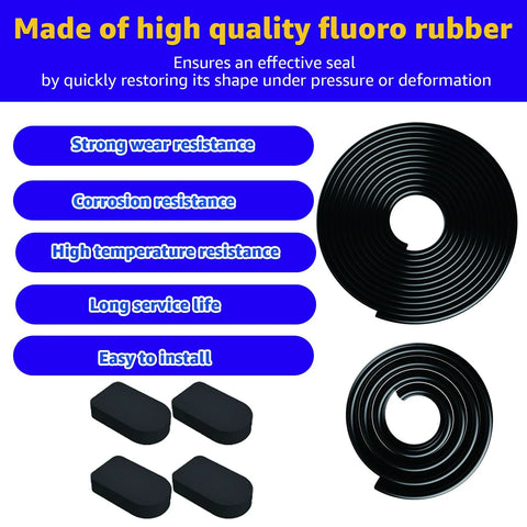 Front view of basement door weatherstrip kit: two black rubber coil seals and four cap seal pads.