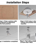 Installation steps for Heavy Duty Electric Hoist Lifter For Chandeliers With 6M Height And Dual Control Modes for ceiling mounting.