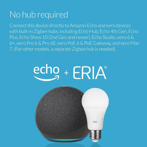 A19 Dimmable Smart Bulb With 800 Lumens CRI 90 Plus 16 Million Colors And 2000K To 6000K White 2 Pack Works With Hue SmartThings Home Assistant Amazon Echo And Google Assistant next to an Echo device.