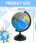 6 Inch Educational World Globe With Stand For Kids, Rotating Political World Map, kid friendly geography teaching aid with stand