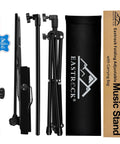 Portable Foldable Music Stand For Piano And Violin, Lightweight Metal Sheet Music Holder With Carrying Bag and Clips, Components Display