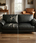 No Sweat Self Adhesive Vinyl Patch For Couches And Furniture, Huge Peel And Stick Leather Repair Kit on patched leather couch.